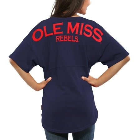 Ole Miss Jerseys - Ole Miss Rebels Women's Spirit Jersey Oversized T-Shirt - Navy -
