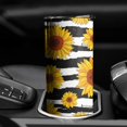 thumbnail image 3 of 20oz Black White Stripe Sunflower Pattern Skinny Tumblers Stainless Steel Tumbler with Lid and Straw,Vacuum Insulated Double Wall Travel Tumbler Cups with Cleaning Brush for Coffee,Tea, 3 of 6