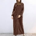 thumbnail image 2 of Womens Flannel Long Robe Thickened Home Wear Cozy Lounge Coat Sleepwear, 2 of 5