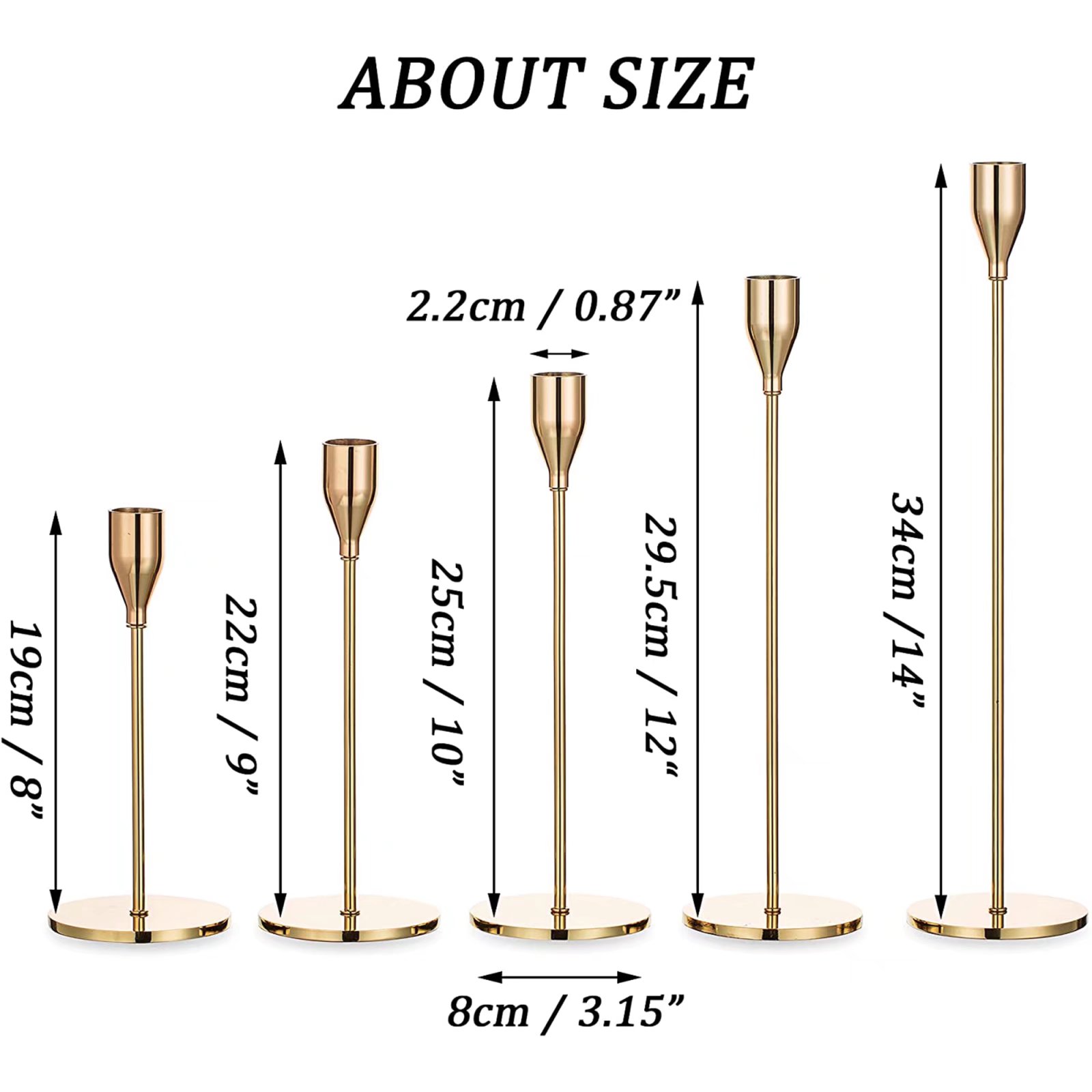 Buy Sziqiqi Gold Taper Candle Holders Candlestick Holder for Wedding ...