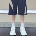 thumbnail image 5 of Kids Boys Basketball Shorts Contrast Patchwork Design Loose Fit Athletic Mesh Trousers for Outdoor Sports Training, 5T-15Y, 5 of 6