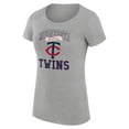 thumbnail image 2 of Women's G-III 4Her by Carl Banks Heather Gray Minnesota Twins Super-Slim Fit Lightweight Team Logo Graphic T-Shirt, 2 of 5