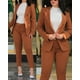 thumbnail image 4 of Nuevo 2024 conjuntos de pantalones formales de oficina para mujer, 2 uds., Blazers lisos con doble botonadura, chaqueta y pantalones, conjunto de dos piezas, trajes de pantalón femenino, 4 of 5