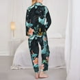 thumbnail image 3 of KLL Black Panther Floral Illustration Print Women's Long Sleeve Pajamas with Pants Sleepwear Loungewear 2 Set-Medium, 3 of 8