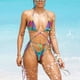 thumbnail image 3 of Traje de baño Bikini para mujer, hermoso estampado, cuello Halter, correas cruzadas, traje de baño sin espalda calado, Color de flores L, 3 of 8