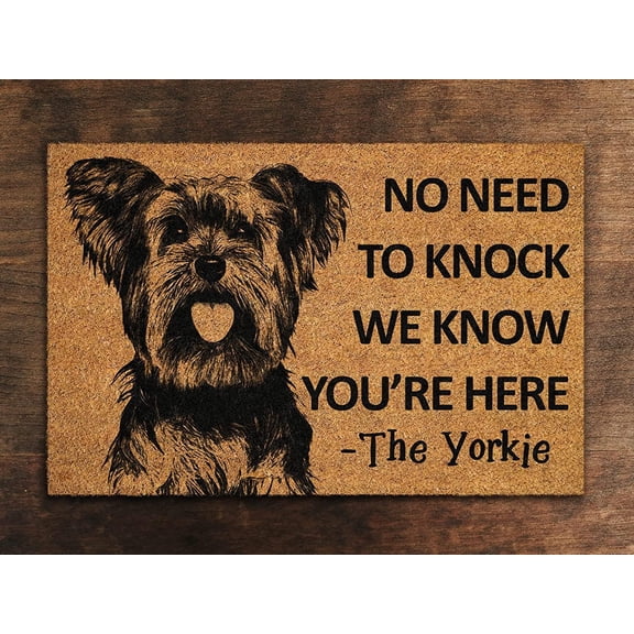Yorkie Door Mat, Yorkie We Know You are Here Spring Door Mats, Yorkie Doormat, Welcome Yorkies Outdoor Coir Mats, Yorkie, Yorkshire Terrier Home Kitchen Doormat Bedroom Doormat, 24 x 16 Inch