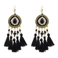 thumbnail image 4 of Pendientes Étnicos largos Con flecos Salvador Boho Aleación Nylon Negro, 4 of 9