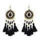thumbnail image 4 of Pendientes Étnicos largos Con flecos Salvador Boho Aleación Nylon Negro, 4 of 9