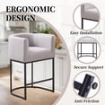 thumbnail image 3 of CRERIYO 26" Counter Height Bar Stools Set of 3, Fabric Upholstered Modern Barrel Bar Chairs with Metal Frame, Gray, 3 of 6