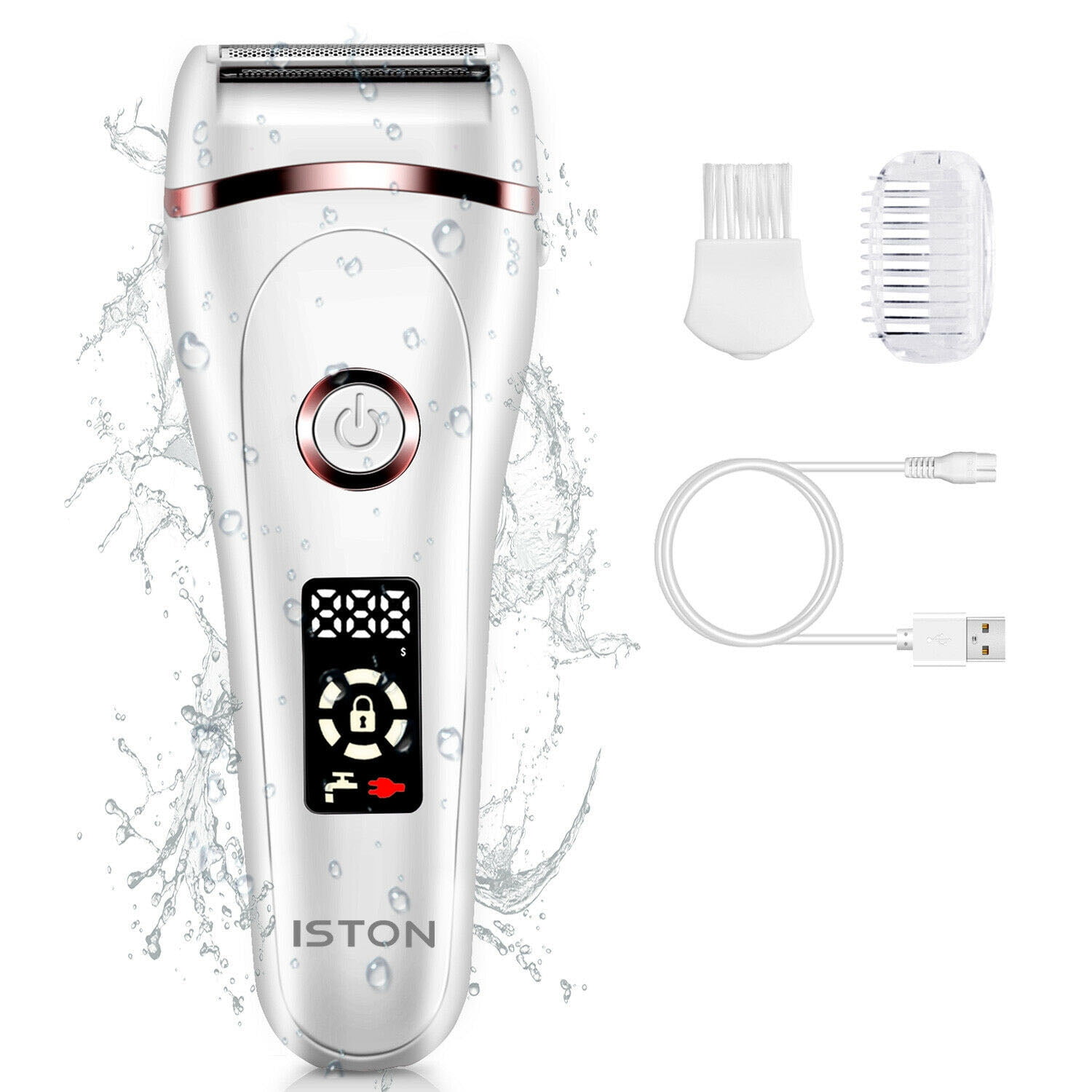 NuFazes Electric Cordless Wet Dry Body Shaver Pubic Hair Removal Trimmer Razor For Women White