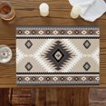 thumbnail image 2 of Brown Boho Placemats for Dinning Table Set of 4, Vintage Rustic Southwest Aztec Geometric Burlap Kitchen Place Mats Waterproof Cloth Table Mats, Indoor Outdoor Placemats Easy Clean Dinner Decor, 2 of 8