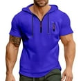 thumbnail image 2 of BiZtdJrK Hoodies for Men 1/4 Zip Short Sleeve Pullover Sweatshirt Lightweight Casual Hooded Workout Tops Gym Muscle Athletic Tshirts Blue XXXL, 2 of 5