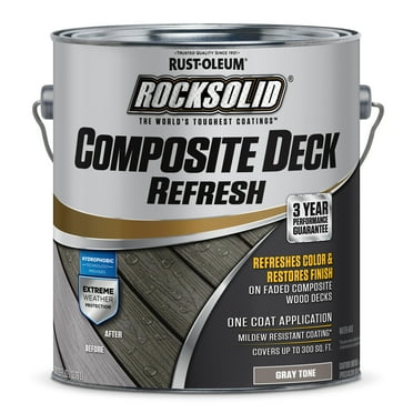 Gray Tone, Rust-Oleum RockSolid Satin Composite Deck Refresh Exterior Stain and Sealer, 1 Gal, 2 Pack