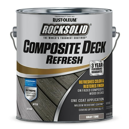 2 Pack, Gray Tone, Rust-Oleum RockSolid Satin Composite Deck Refresh Exterior Stain and Sealer, 1 Gal