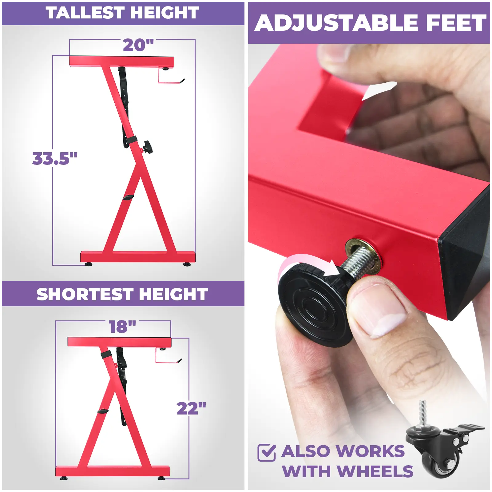 Liquid Stands Piano Keyboard Stand - Z Style Adjustable and Portable Heavy Duty Music Stand for Kids and Adults -Fits 54-88 Key Electric Pianos - Sturdy Musical Keyboard Stand (Red)