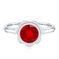 thumbnail image 4 of Rosec Jewels Certified 1 Carat Lab Grown Ruby Engagement Ring (AAAA Quality) - Bezel Set Ruby Flower Ring - with Jewelry Box, 18K White Gold, US 6.00, 4 of 8