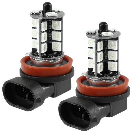

2Pcs 27 LED Car Fog Lights H8/H11 RGB Light Bulbs with Remote Control Colorful 360° Beam Angle 4 Modes Front Headlight for Parking Nighttime Driving