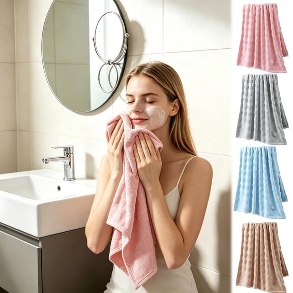Plaid Pattern Washcloths Towel Highly Absorbent and Fast Drying Towels for Bathroom 13.8" x 29.5" Bath Towel Corals Fleece Shower Towel