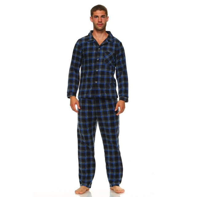 MarCielo Men's Fleece Pajamas, Classic Premium Plaid Flannel Fleece