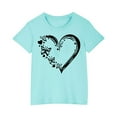 thumbnail image 2 of Piuwrlz T-Shirts Tops for Kids Girls Short Sweatshirt Sleeve Fashionable Printed Cotton T Shirt Top Blue Size 7 Years, 2 of 4