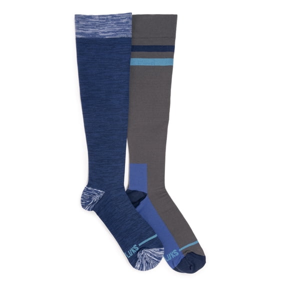 MUK LUKS Men's 2 Pair Pack Compression Knee Hi Nylon Socks