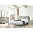 thumbnail image 4 of Eastern King Size Bed, Upholstered In Grey, No Box Spring Required Platform Bed Modern Slat Mattress Support Frame, 4 of 5