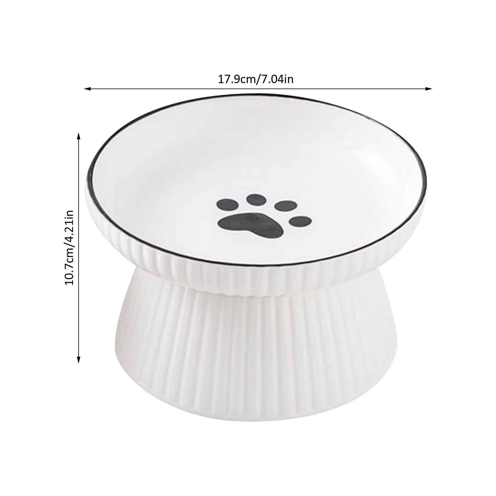 Elevated Cat Bowl Wide Shallow Ceramic Kitten Food Water Dish with Stable Non- Base Whisker Fatigue Relief Feeder Pet Feeding Station for Small Medium Cats Wet Dry Food Water Indoor