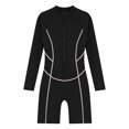 thumbnail image 3 of iEFiEL Womens Rash Guard One Piece Swimsuit UPF 50+ Sun Protection Long Sleeve Boyleg Swimwear Zip Surf Wetsuit Black M, 3 of 7