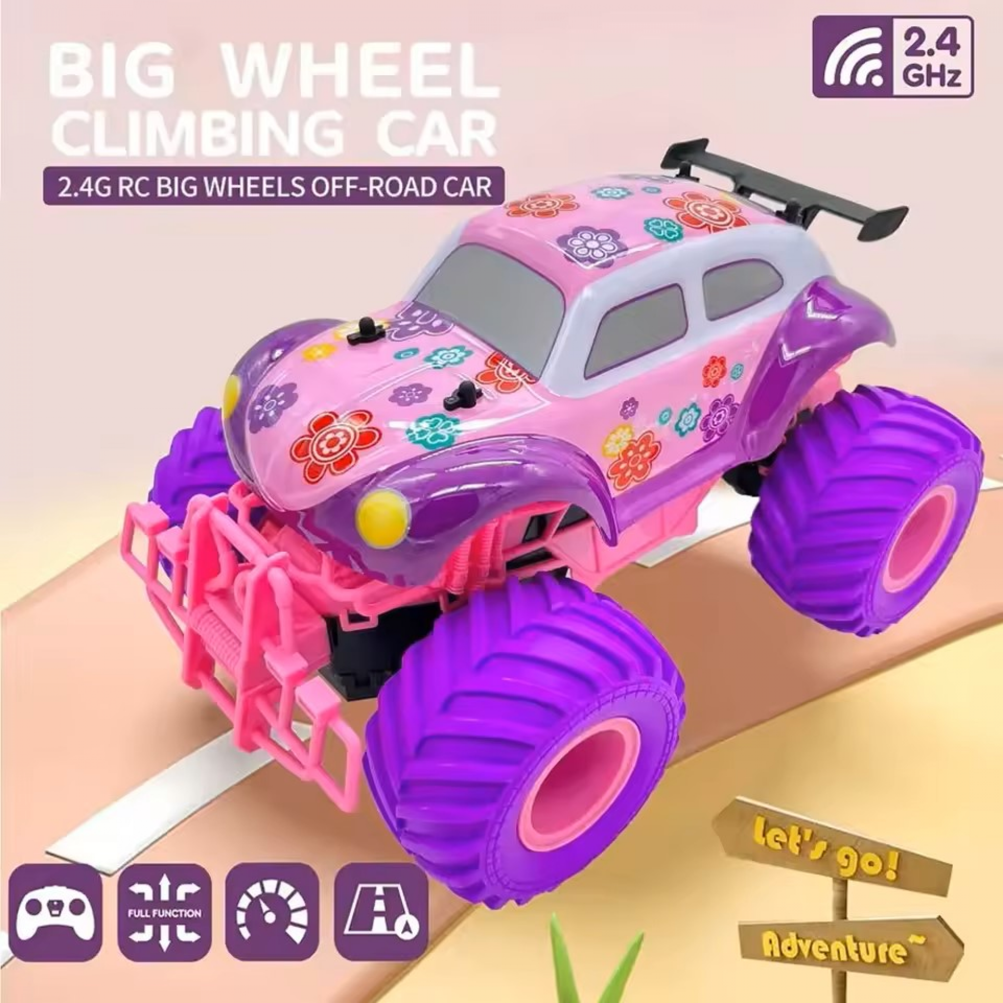 Remote Control Race Truck, Drift Car Toys with Lights Two Batteries for Kids Ages 3-12 Gifts(Red)