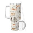 thumbnail image 3 of Deer Bear Cup Insulated Tumbler Stainless Steel Vacuum Travel Mug 40 oz with Handle and Straw Lid, 3 of 7