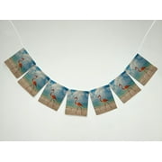 YKCG Flamingo in the Seashore Banner Bunting Garland Flag Sign for Home Family Party Decoration