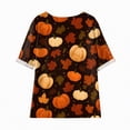 thumbnail image 5 of Towmus Womens Tops Clearance Under $10 Women Halloween Print Button Crew Neck Short Sleeve Fall T-Shirts Graphic Tee Tops, 5 of 7