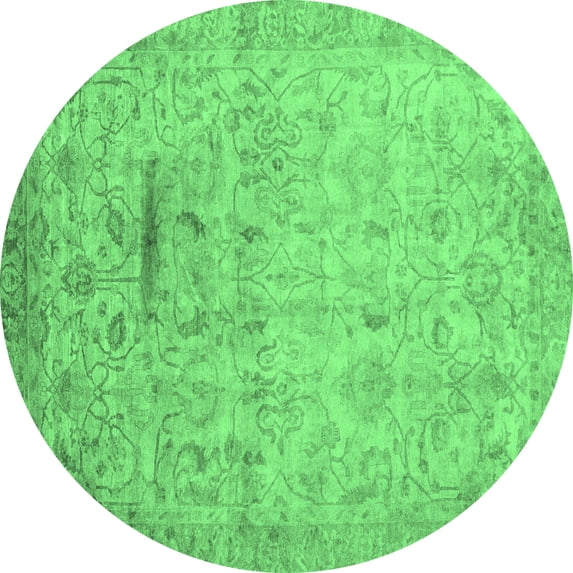 Ahgly Company Indoor Round Oriental Emerald Green Traditional Area Rugs, 8' Round