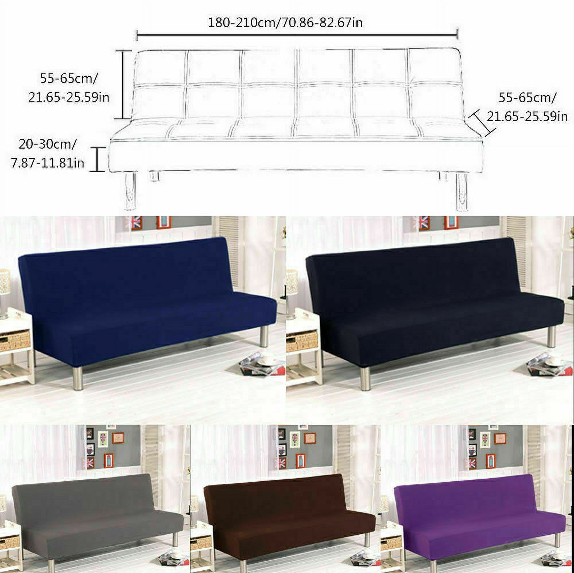Topchancess Stretch Sofa Bed Cover, Folding Armless Sofa Cover All-Inclusive Futon Slipcover Solid Color, Brown