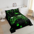 thumbnail image 4 of Game King Bedding Sets Gaming Comforter Set,Green Gamer Bed Set,Modern Glowing Neon Lights Gamepad Duvet Insert,Geometric Plaid Lattice Down Comforter Reverse 3Pcs, 4 of 7