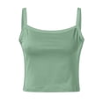thumbnail image 5 of ChoXxx Women's Sexy Slim Fit Crop Camisole Built In Bra Sleeveless Tank Top Stretchy Summer Fashion Light Green M, 5 of 7