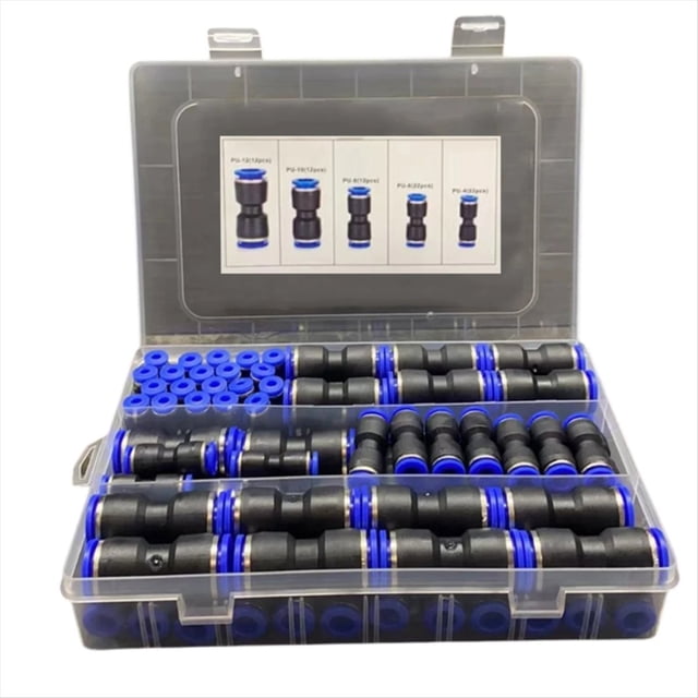 80 conectores rápidos a presión para tuberías de polietileno (PU/PA/PE/PVC), compatibles con tubos de 1/2, 3/8, 5/16, 1/4 y 5/32 pulgadas.