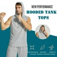 thumbnail image 4 of YUSHOW Mens Active Workout Hoodie Tank Tops Sleeveless Quick Dry Athletic Trainning Muscle Gym Shirt Gray,M, 4 of 7