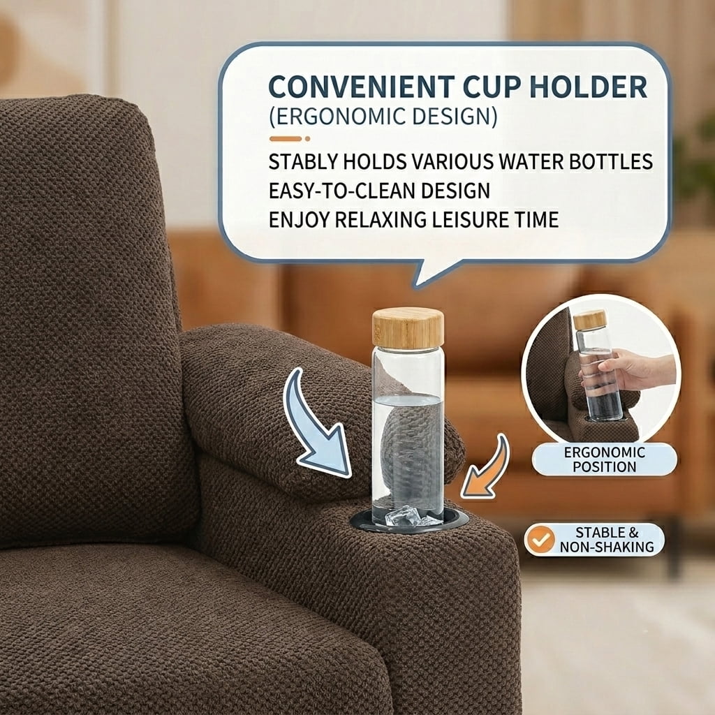 34" Accent Chair and Storage Ottoman Set, Reclining Sleeper Bed with Cupholders and USB-C Ports