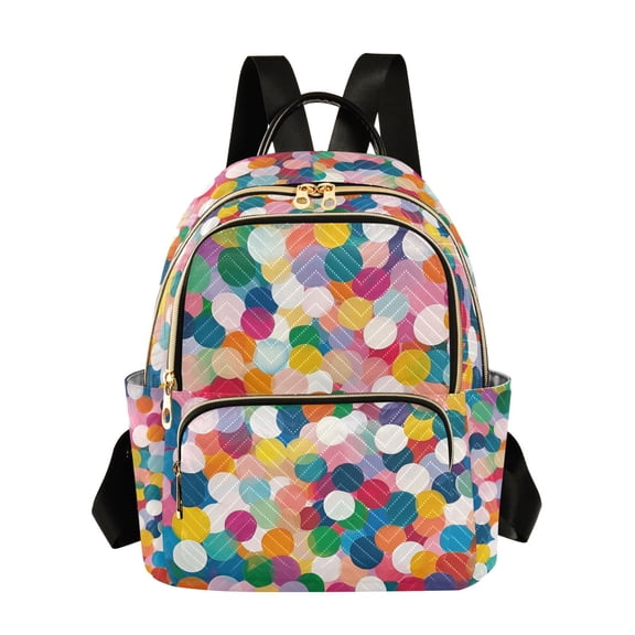 FORMRS Mini Backpack Purse for Women Travel Daypack Casual Shoulder Bag, Dark Colorful Circles