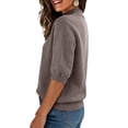 thumbnail image 4 of Women's Short Sleeve Sweaters Trendy High Neck Knit Pullover Tops Business Casual Spring Outfits 2026 Coffee L, 4 of 5