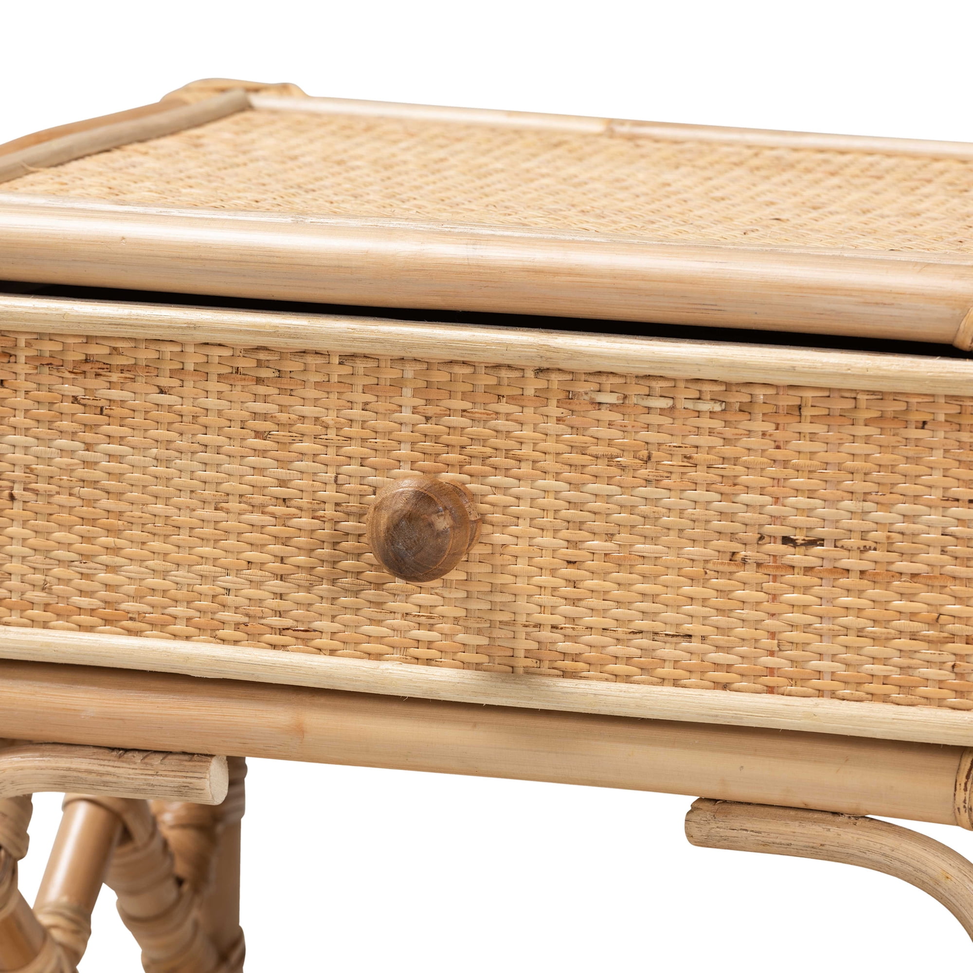 bali & pari Camara Rattan BOHO Nightstand, 1-Drawer, Natural Brown