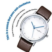 Inverted Watch, Reverse Watch, Counter-Clockwise Watch, Hands Rotate in Reverse - Watch Numerals Anticlockwise, Back Wrist Watch Counterclockwise Watch Men and Women Quartz