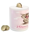thumbnail image 2 of Birthday Piggy Bank, Funny Cat Sings a Greeting Song on Pink Color Backdrop with Hearts Flowers, Ceramic Coin Bank Money Box for Cash Saving, 3.6" X 3.2", Pale Pink Brown, by Ambesonne, 2 of 4