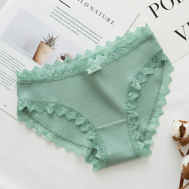 Anself - Women Solid Color Panties Breathable Thread Cotton Mid Rise ...