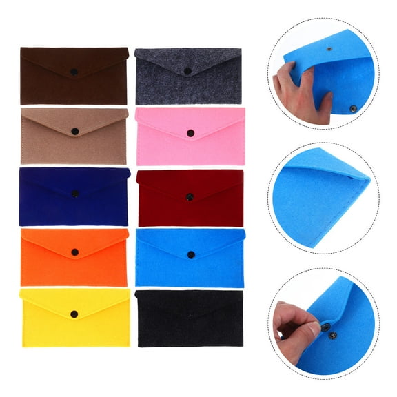 BESTYASH 10Pcs Utility Pouch Felt Snap Button Bag Assorted Color for Daily Life Back to School