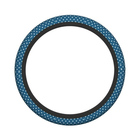 XMXY Car Steering Wheel Cover, Polka Dots Teal White Spots Non-Slip Jeep Truck Universal Elastic Steering Wheel Protector 15 inch