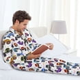 thumbnail image 6 of Salouo Cartoon Monster Trucks1 Print Button-Front Long Sleeve Pajama Set for Men, Soft 2Pjs Men's Long Sleeve Sleepwear-, 6 of 7