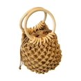 thumbnail image 1 of Gupgi Woman Drawstring Bucket Bag Vacation Beach Style Wrist Pack Retro Woven Handbag with Inner Cloth, 1 of 8