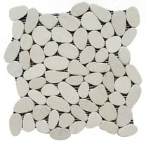 12 in. x 12 in. White Honed Sliced Pebble Floor and Wall Tile 12" x12" (5.0 Sq. ft. / Case)